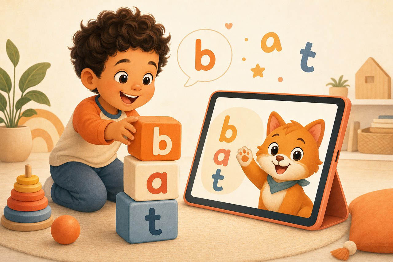 Child practicing literacy